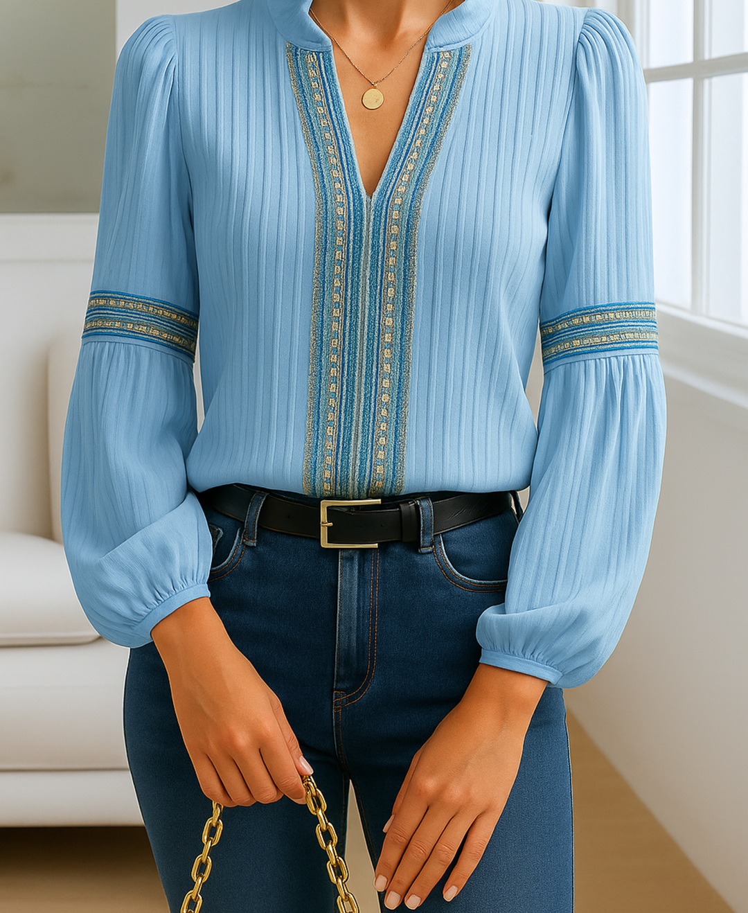 Grace | Vintage V-Neck Blouse