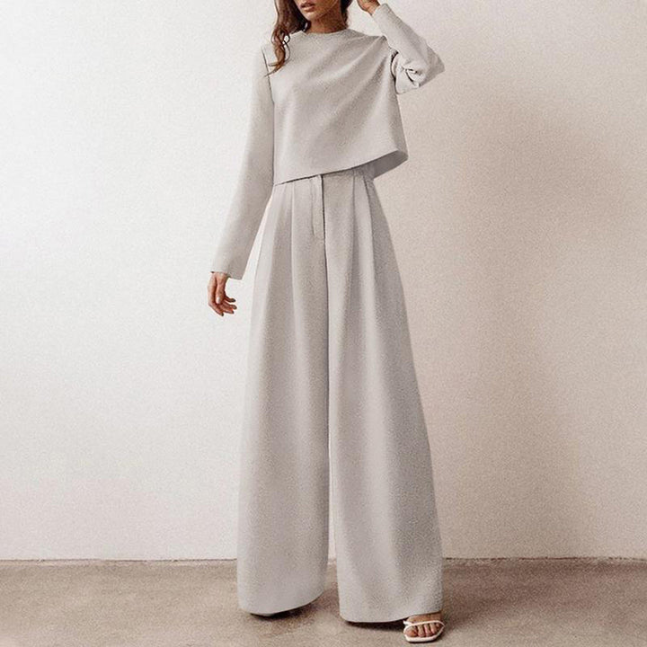 Elsie| Women’s Trendy Cropped Top and Pleated Pants Set