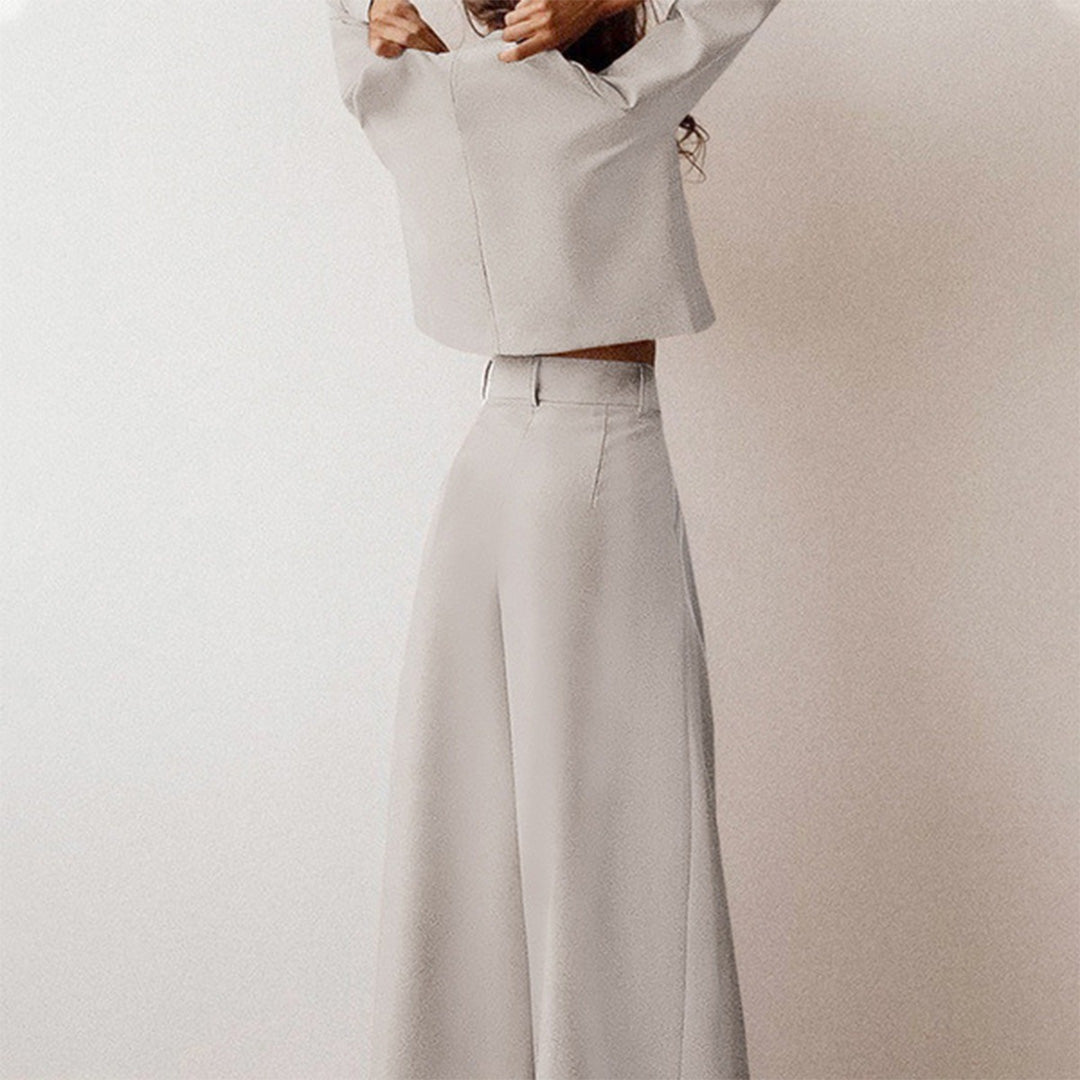Elsie| Women’s Trendy Cropped Top and Pleated Pants Set