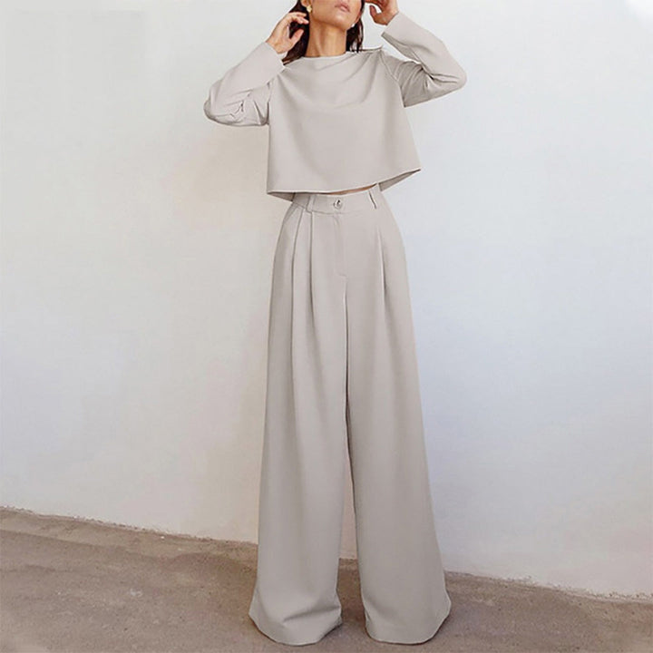 Elsie| Women’s Trendy Cropped Top and Pleated Pants Set
