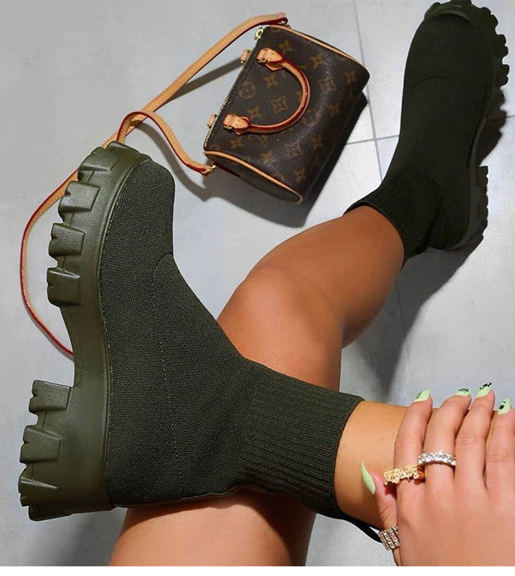 Freya | Trendy Women’s Thick Sole Sock Sneakers Boots