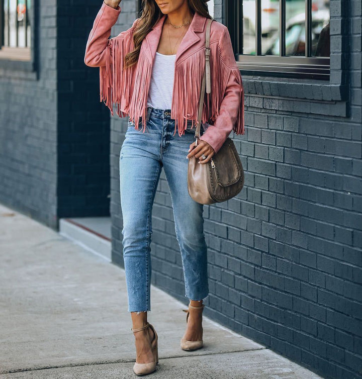 Lily | Women’s Trendy Cropped Fringe Jacket