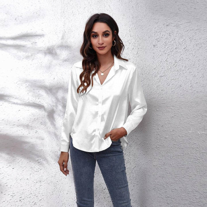 Abigail | Women’s Elegant Long Sleeve Satin Blouse