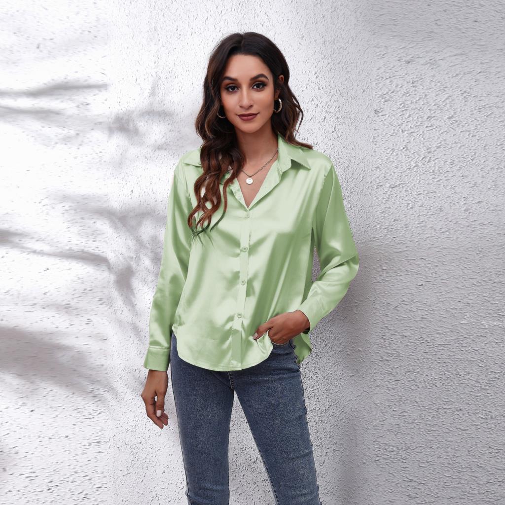 Abigail | Women’s Elegant Long Sleeve Satin Blouse