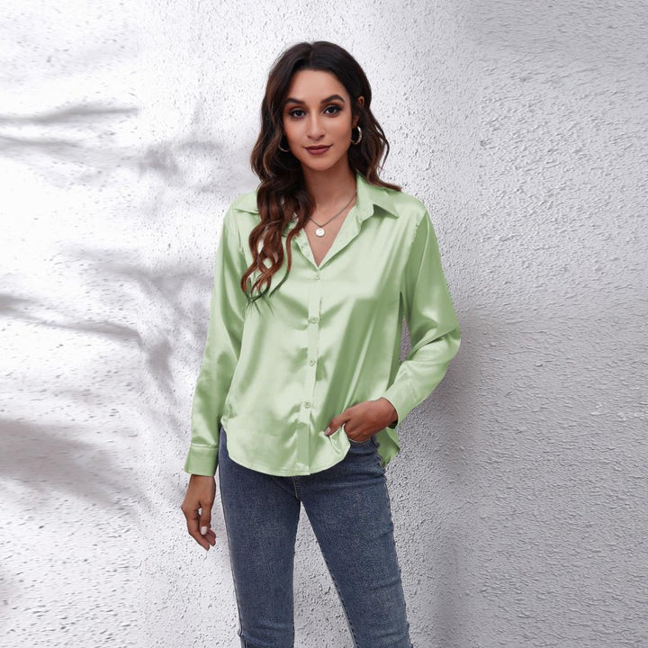 Abigail | Women’s Elegant Long Sleeve Satin Blouse
