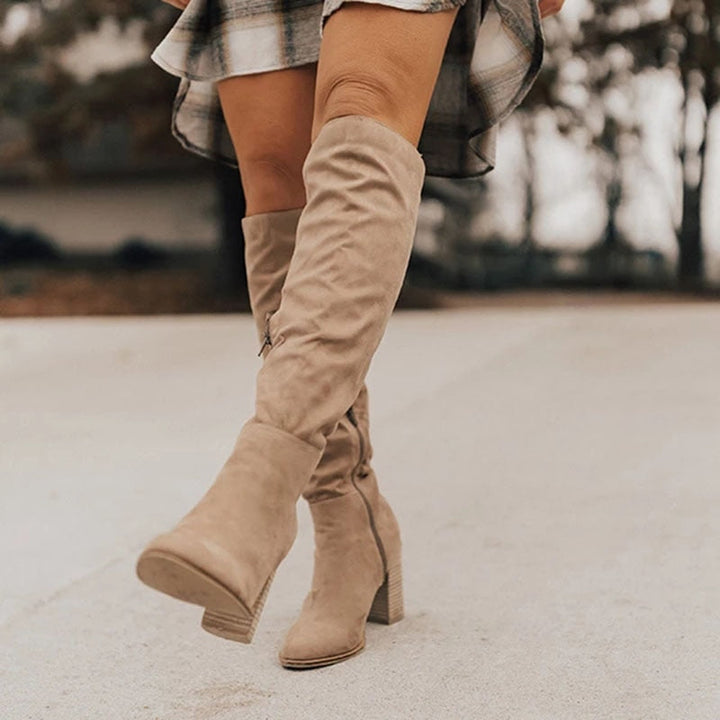 Eva | Slouchy Block Heel Knee High Boots for Women