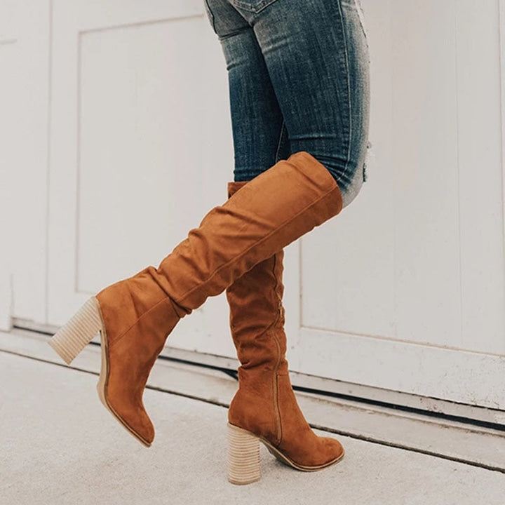 Eva | Slouchy Block Heel Knee High Boots for Women