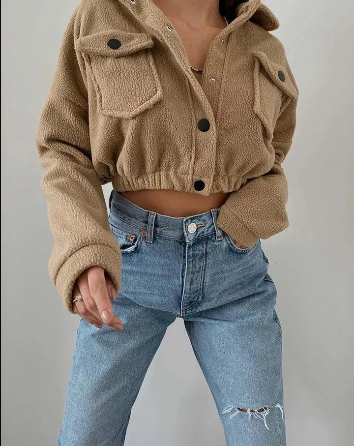 Millie | Women’s Casual Cropped Snap-Up Jacket