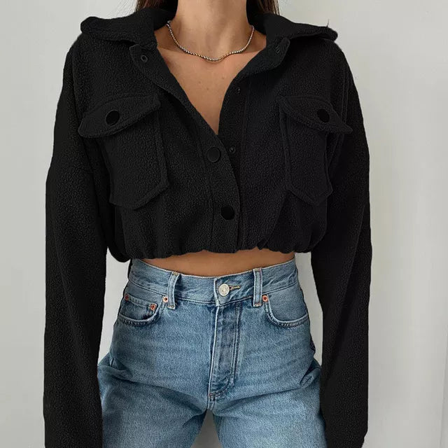 Millie | Women’s Casual Cropped Snap-Up Jacket