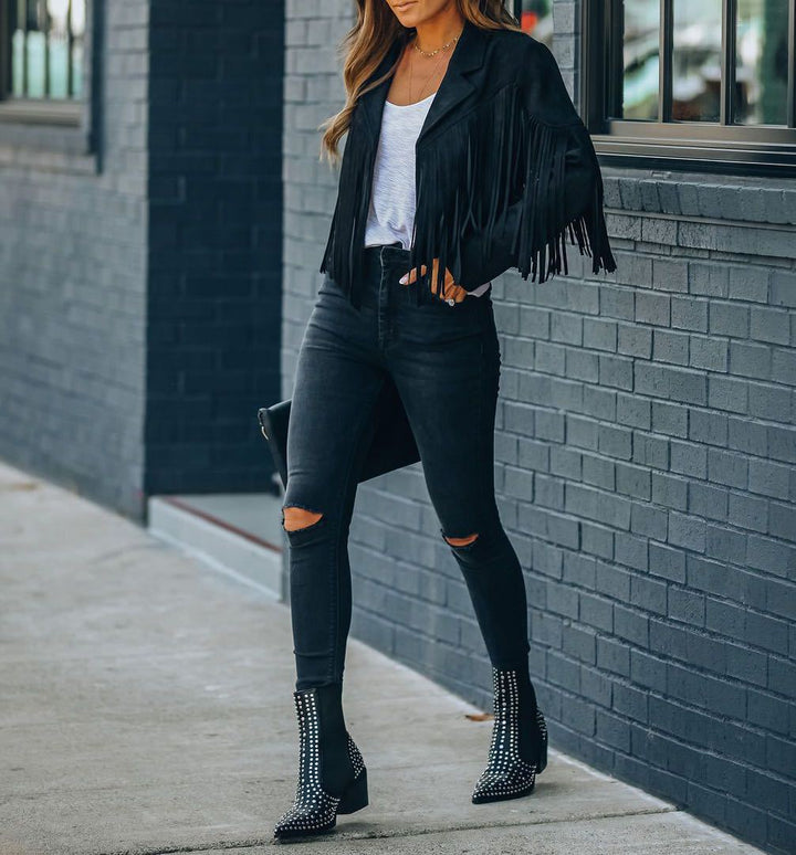 Lily | Women’s Trendy Cropped Fringe Jacket