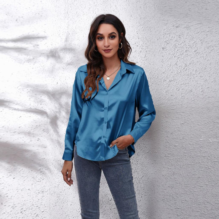 Abigail | Women’s Elegant Long Sleeve Satin Blouse