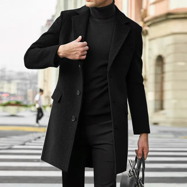 Edward | Men's Elegant Wool-Blend Overcoat for Winter