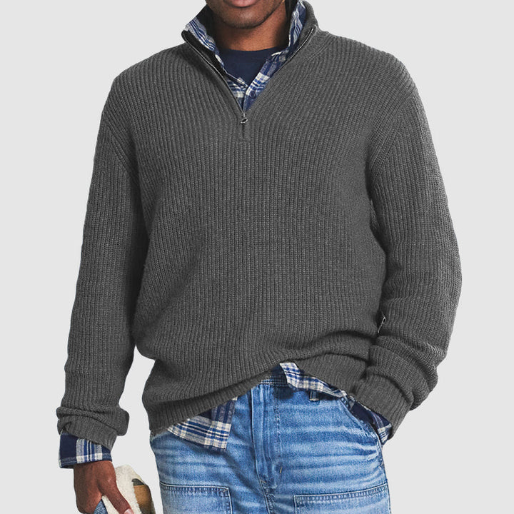 Aaron | Comfortable Men’s Zip-Up Ribbed Sweater