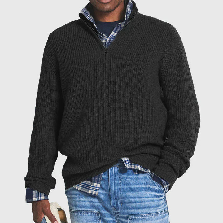 Aaron | Comfortable Men’s Zip-Up Ribbed Sweater