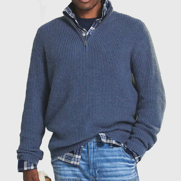 Aaron | Comfortable Men’s Zip-Up Ribbed Sweater