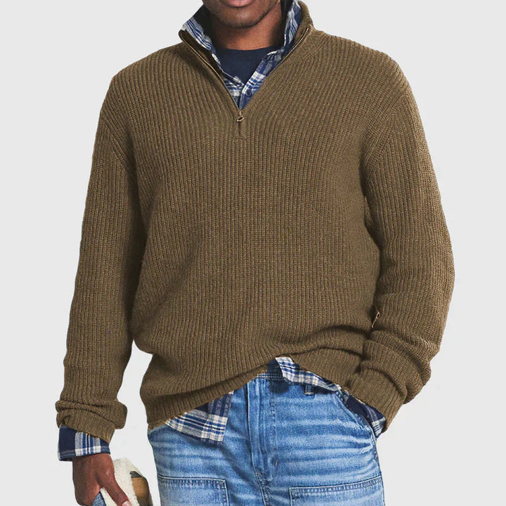 Aaron | Comfortable Men’s Zip-Up Ribbed Sweater