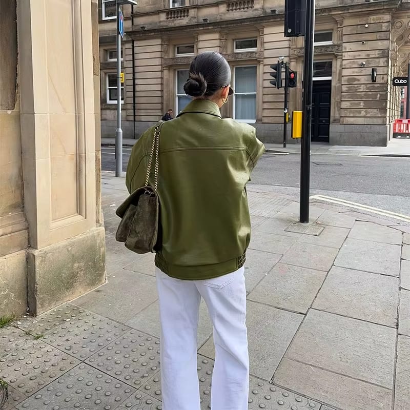 Faith | Women’s Relaxed Fit Oversized Leather Bomber Jacket