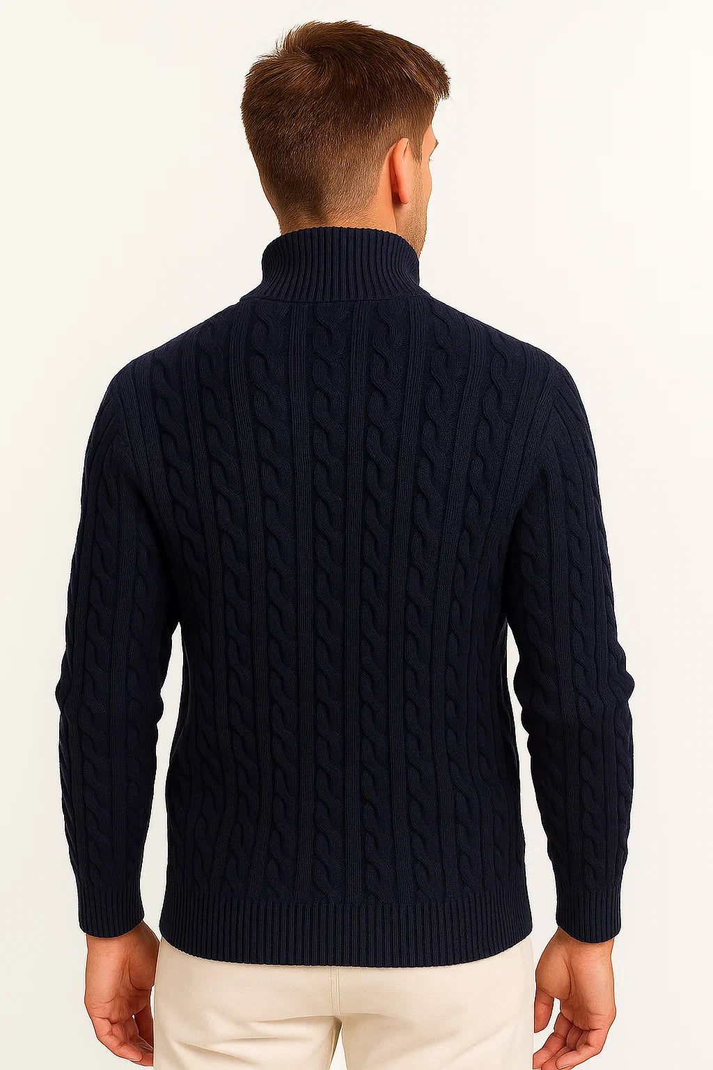 Nate | Men’s Spring Zip-Neck Cable Knit Sweater