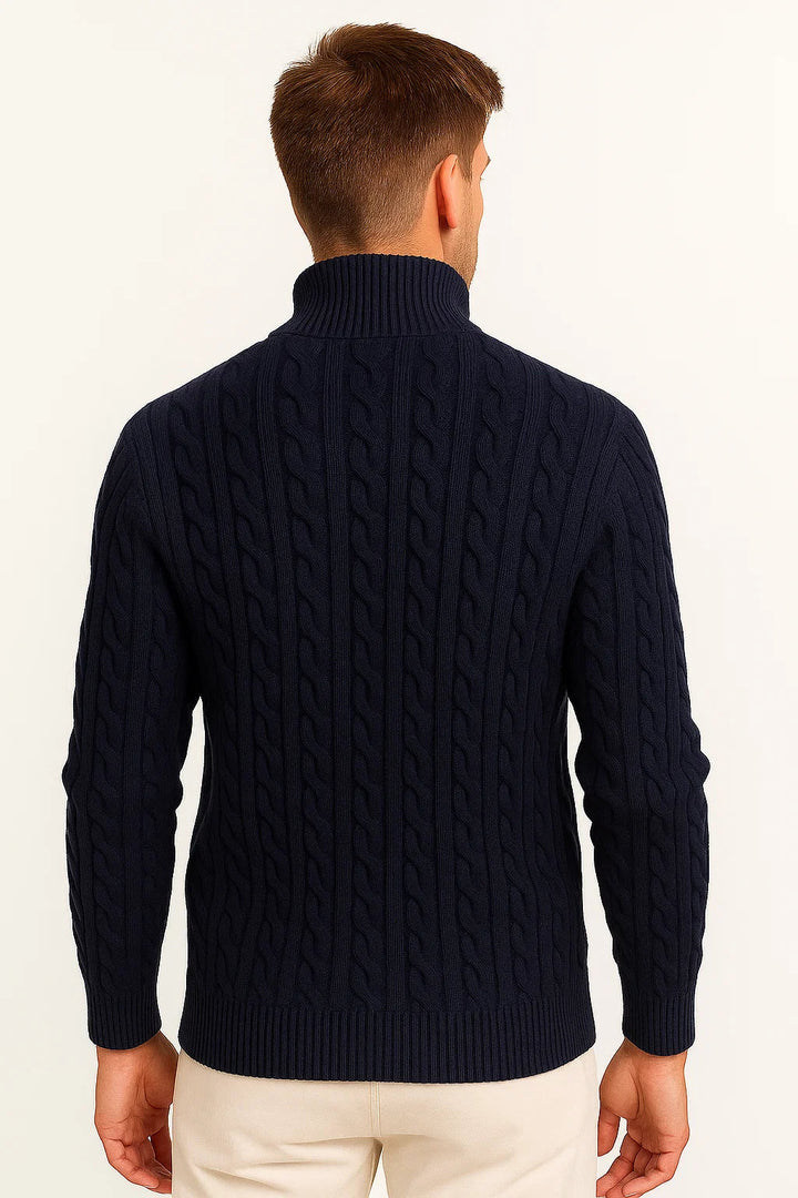 Nate | Men’s Spring Zip-Neck Cable Knit Sweater