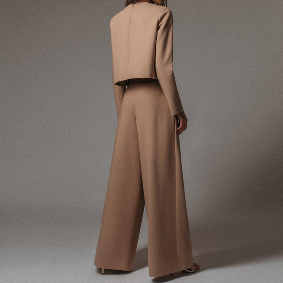 Elsie| Women’s Trendy Cropped Top and Pleated Pants Set