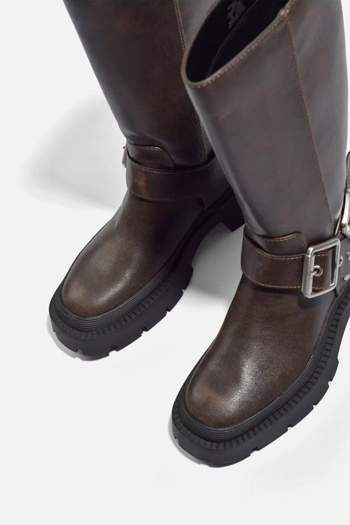 Rachel | Women’s Mid-Calf Buckle Strap Boots