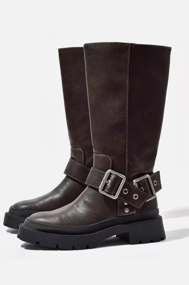 Rachel | Women’s Mid-Calf Buckle Strap Boots