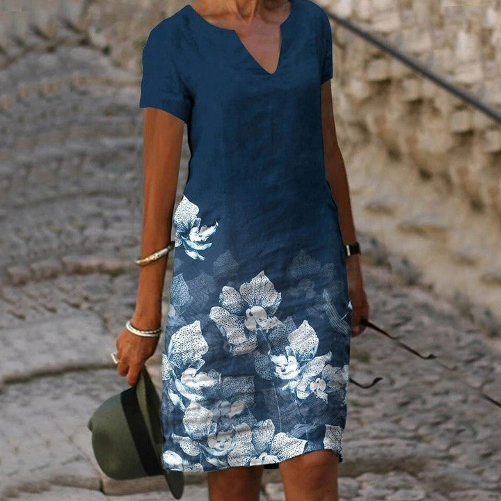 Georgia | Women's V-Neck Short Sleeve Floral Dress