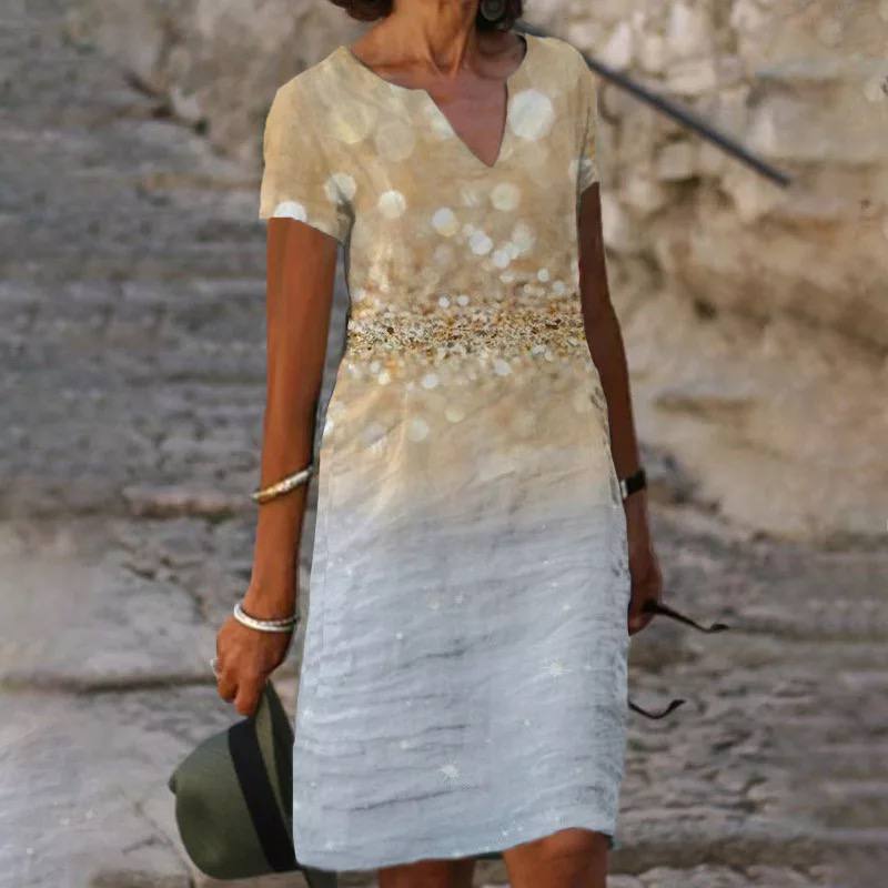 Georgia | Women's V-Neck Short Sleeve Floral Dress