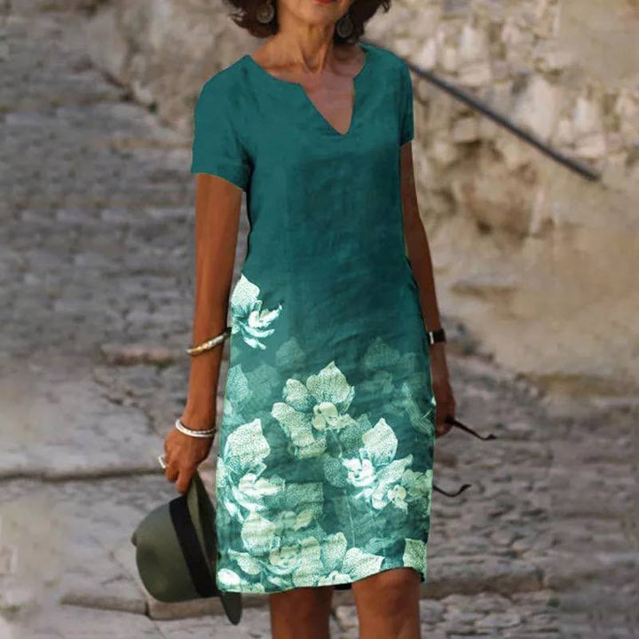 Georgia | Women's V-Neck Short Sleeve Floral Dress