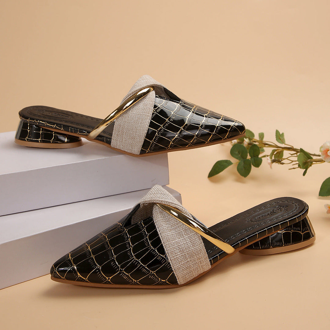 Celeste | Croc-Embossed Mules