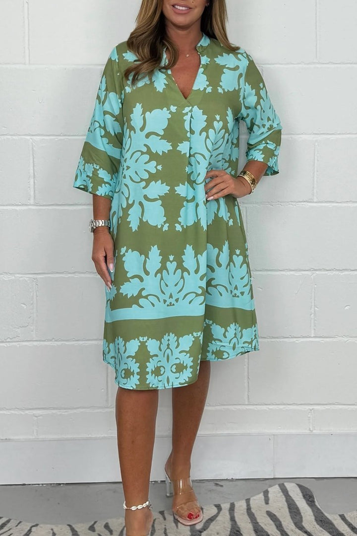 Alia | Elegant Printed Midi Summer Dress
