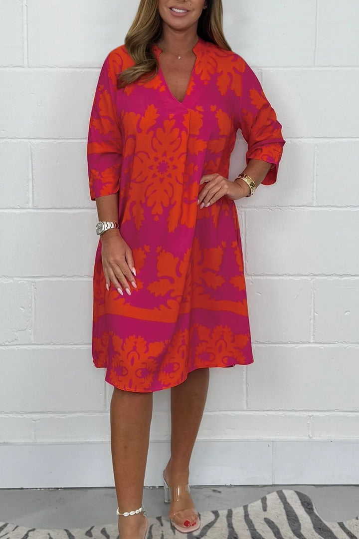 Alia | Elegant Printed Midi Summer Dress