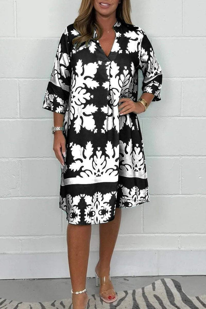 Alia | Elegant Printed Midi Summer Dress