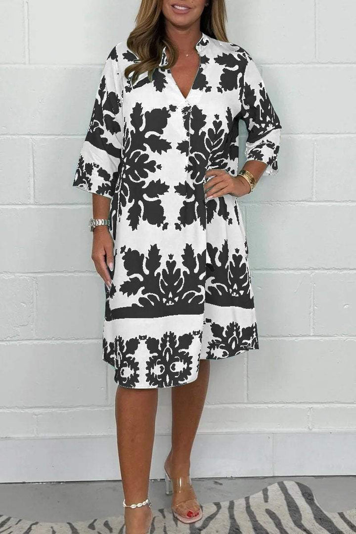 Alia | Elegant Printed Midi Summer Dress