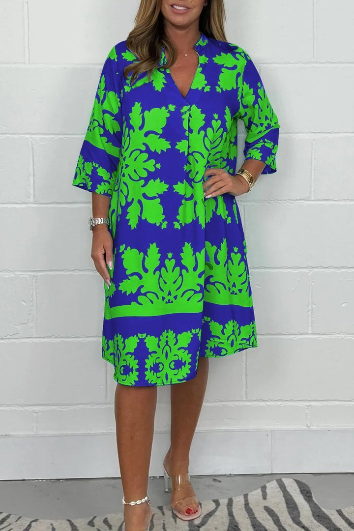 Alia | Elegant Printed Midi Summer Dress
