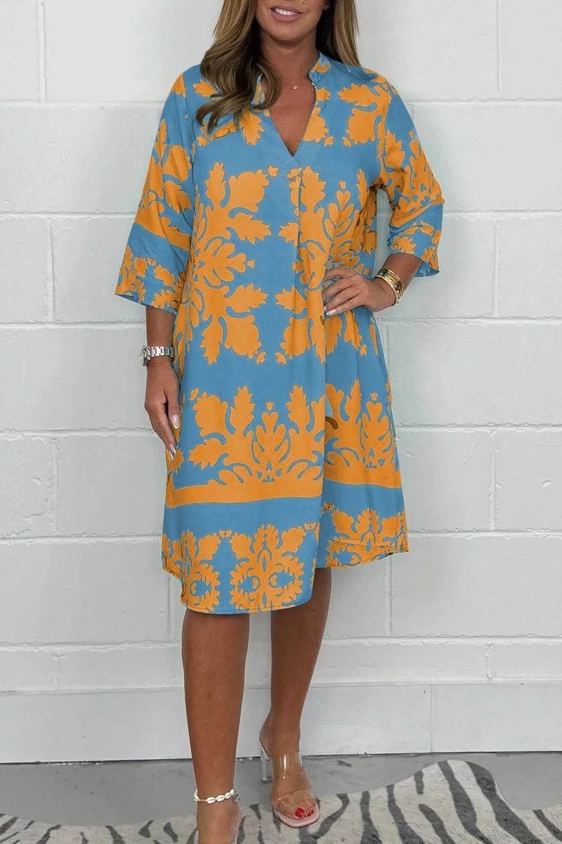 Alia | Elegant Printed Midi Summer Dress