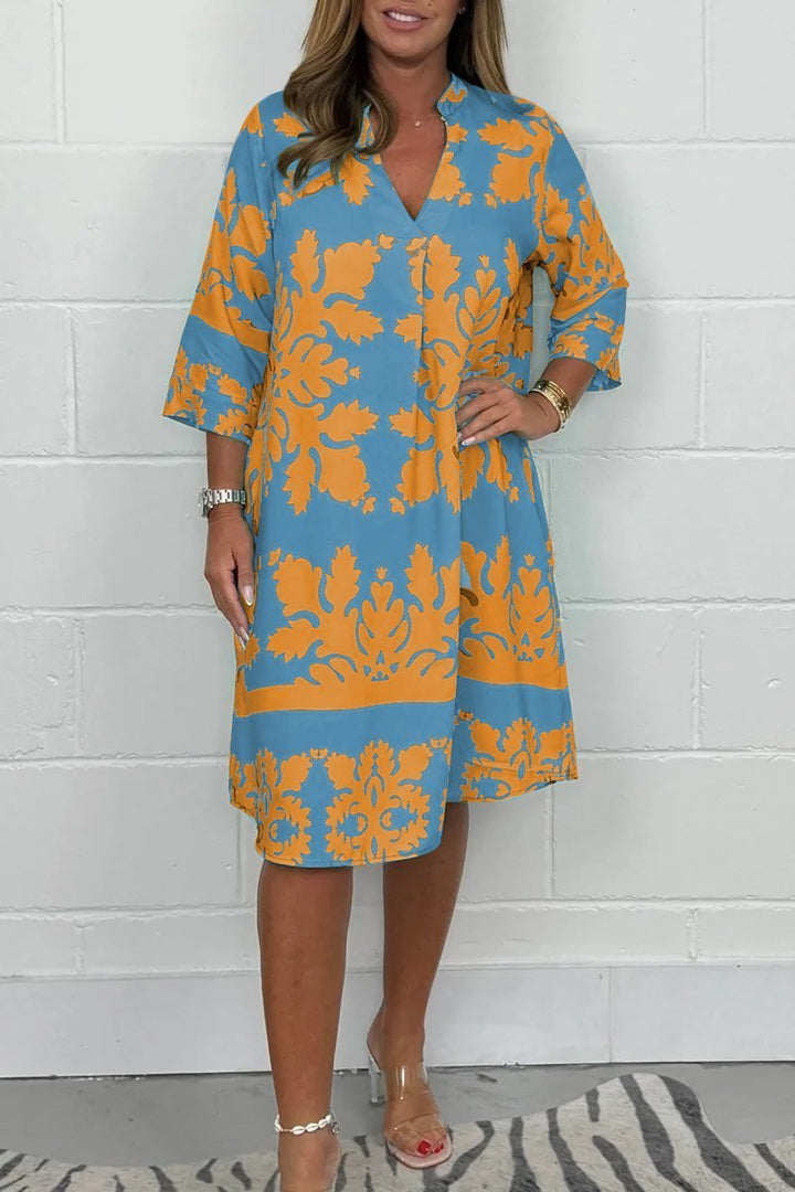 Alia | Elegant Printed Midi Summer Dress