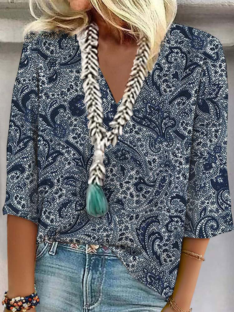 MATILDA | SUMMER BLOSSOM V-NECK FLORAL LINEN TOP