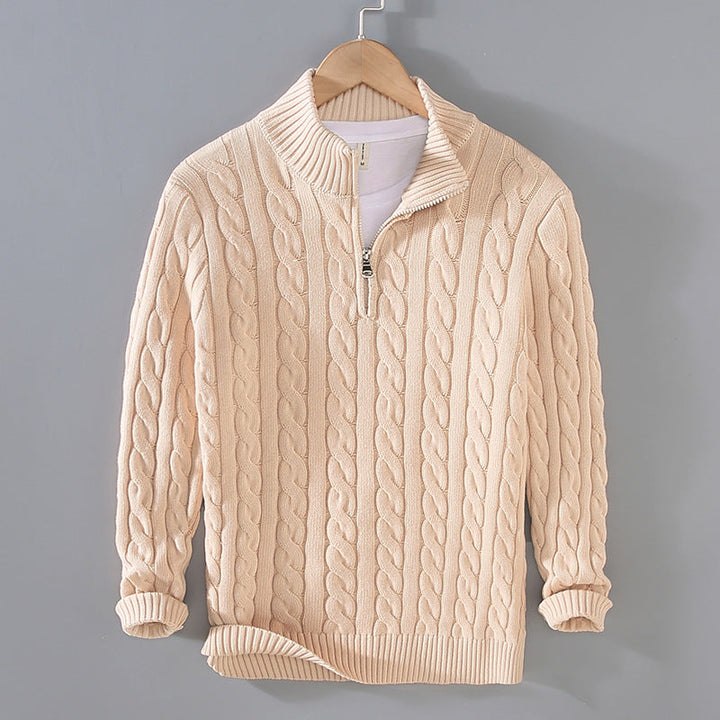 Bradley | Zip Neck Cable Knit Sweater for Men