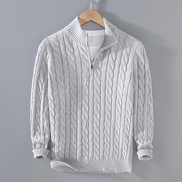 Bradley | Zip Neck Cable Knit Sweater for Men