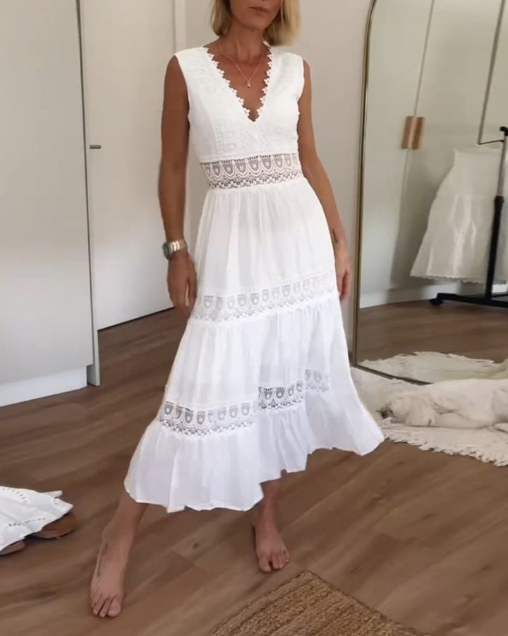 Libby | Boho Lace Sleeveless Midi Dress
