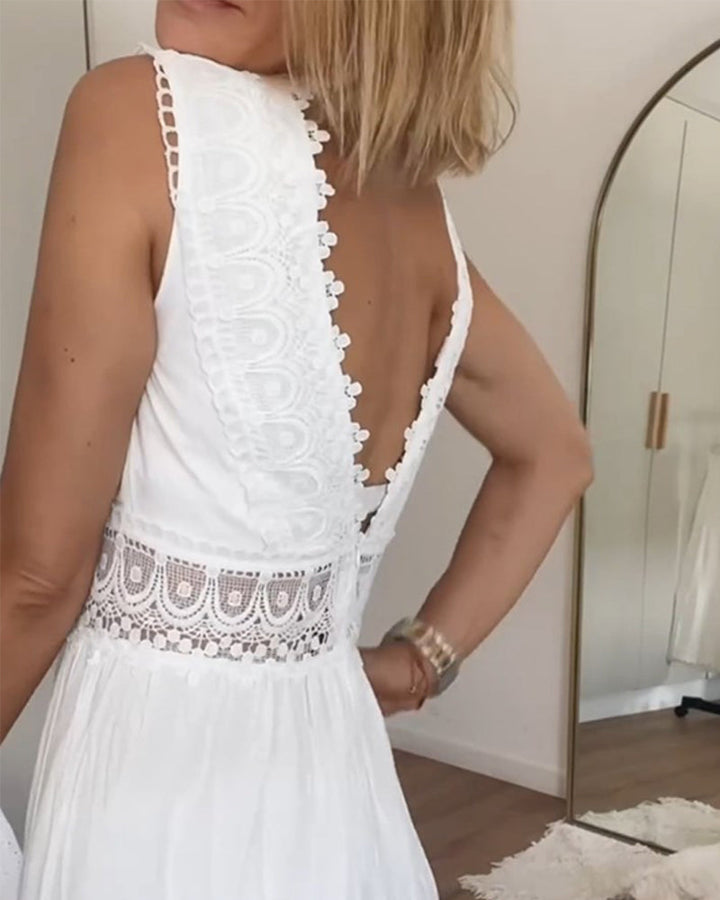 Libby | Boho Lace Sleeveless Midi Dress