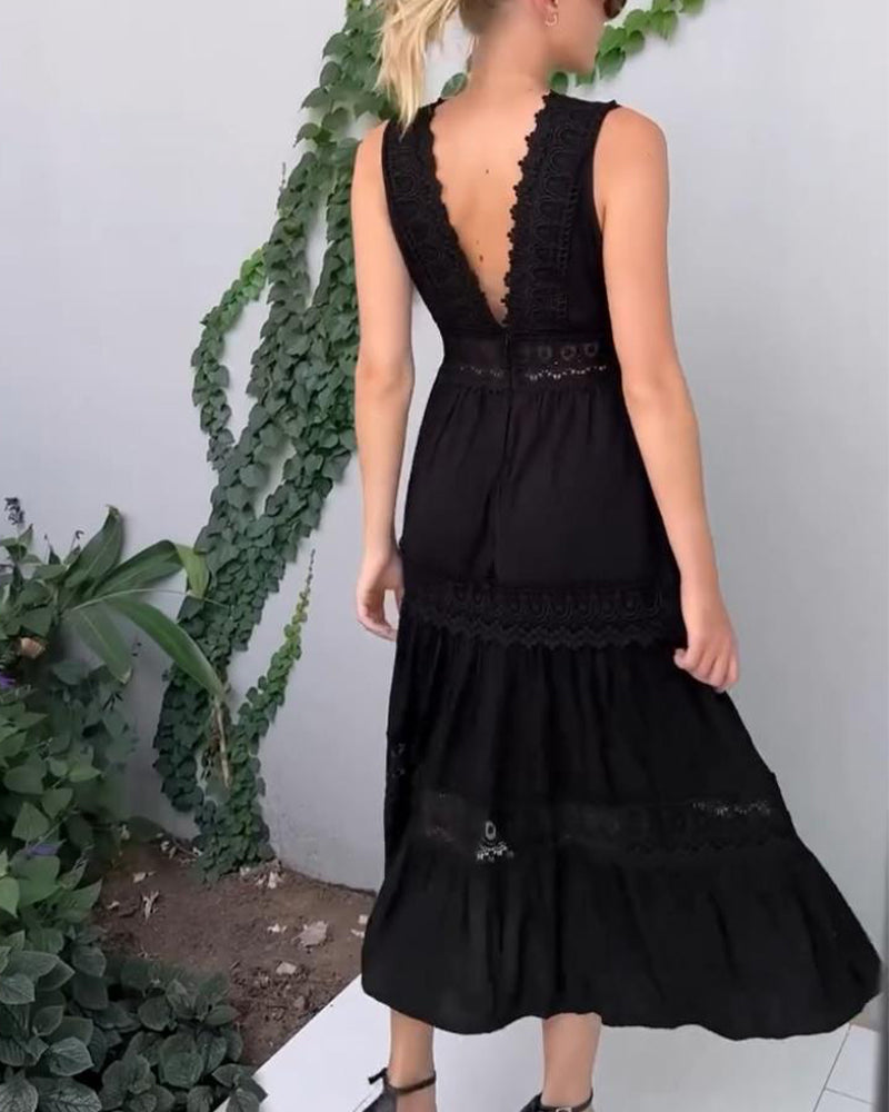 Libby | Boho Lace Sleeveless Midi Dress