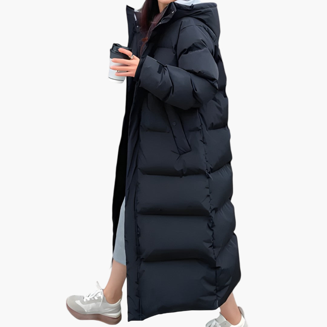 Delilah | Women’s Elegant Long Hooded Quilted Puffer Coat