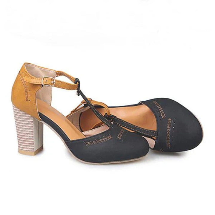 Jasmine | Women T-Strap Round Toe Block Heels