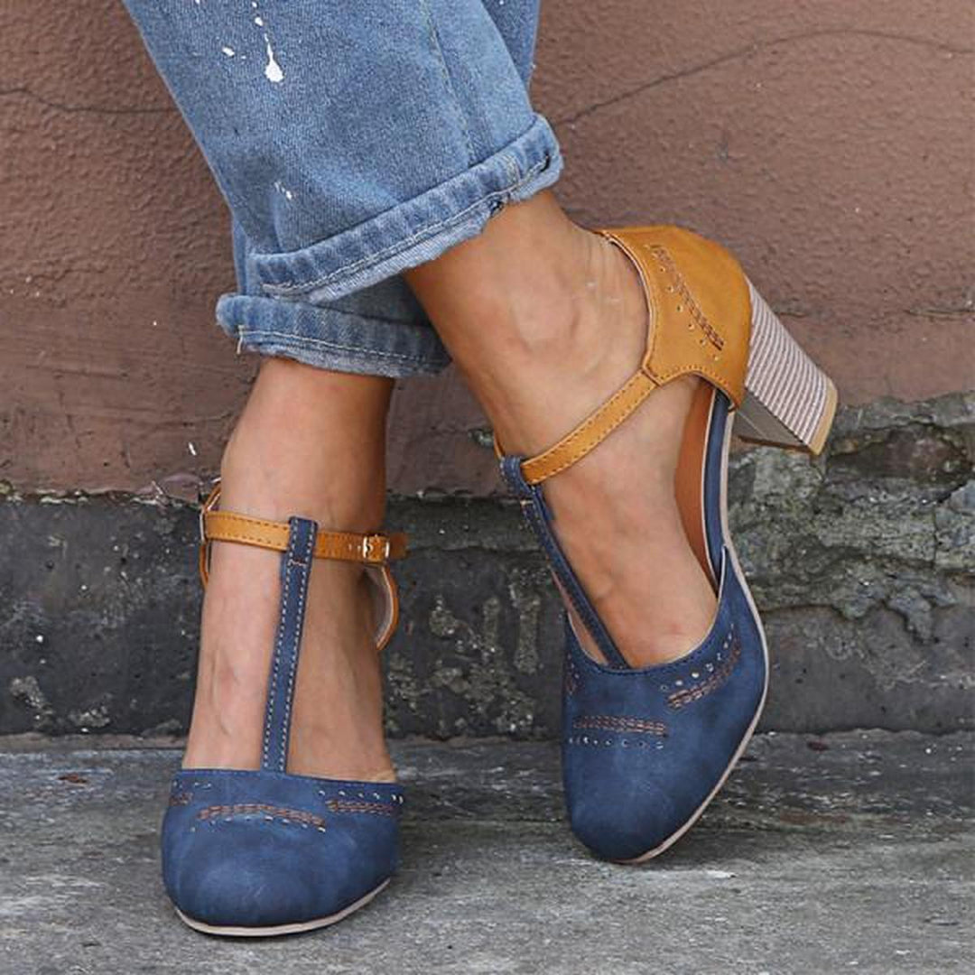 Jasmine | Women T-Strap Round Toe Block Heels