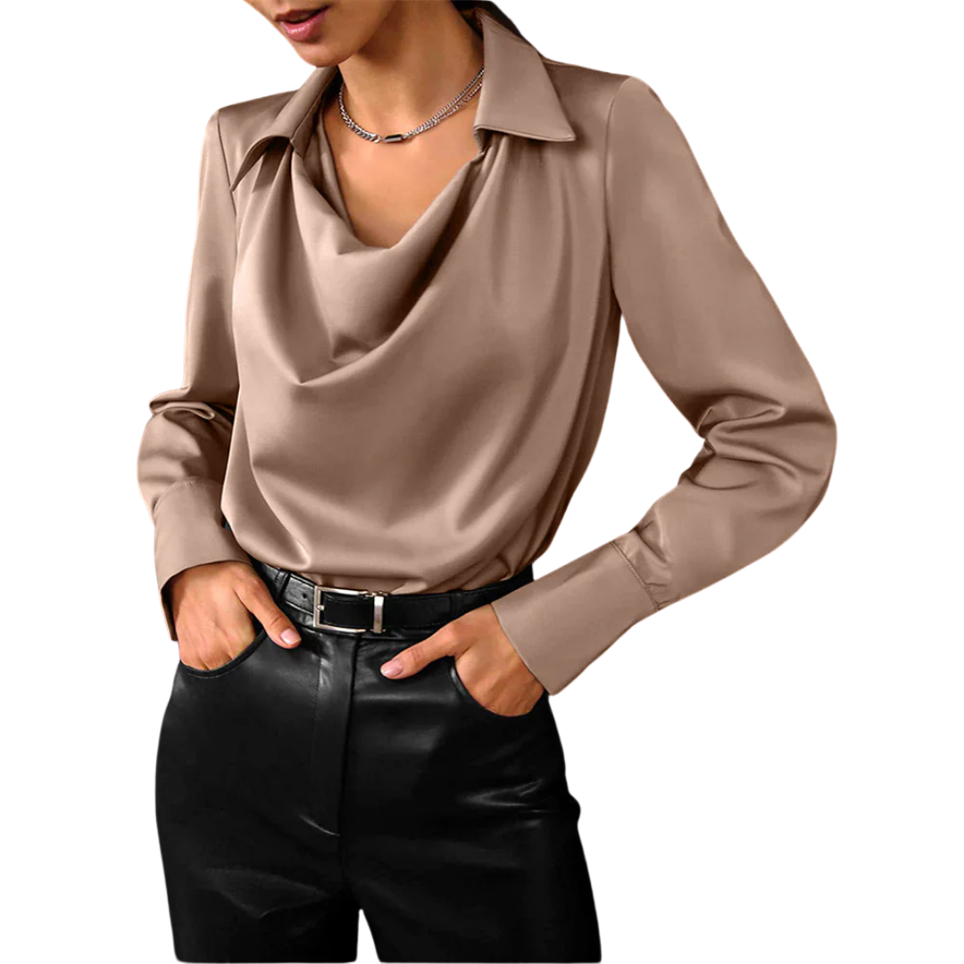 Tessa | Women’s Modern Long Sleeve Satin  Blouse