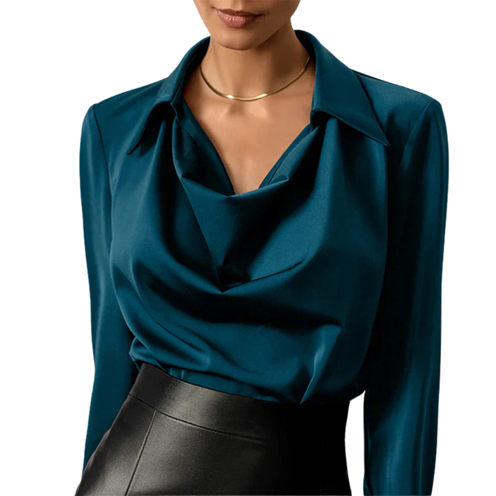 Tessa | Women’s Modern Long Sleeve Satin  Blouse