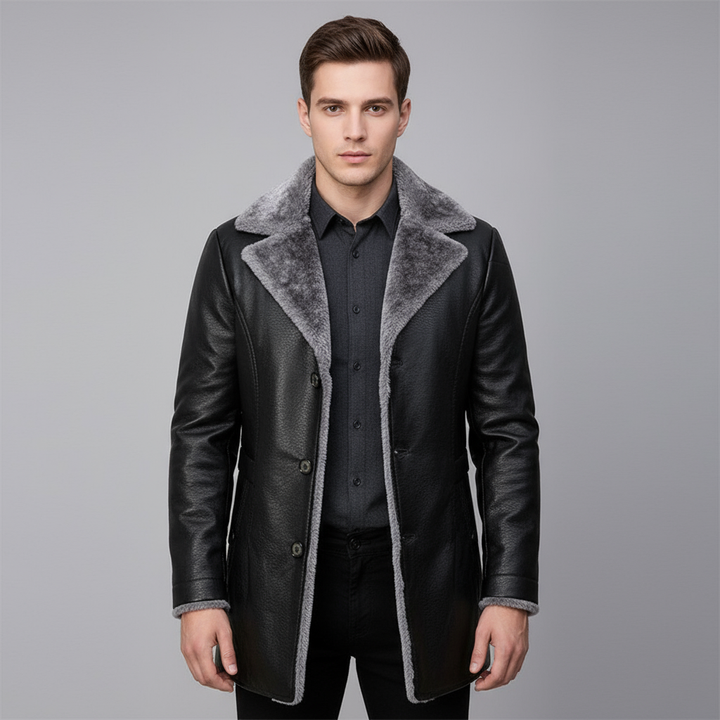 Michael | Men’s Winter Leather Jacket With Warm Fur Lining