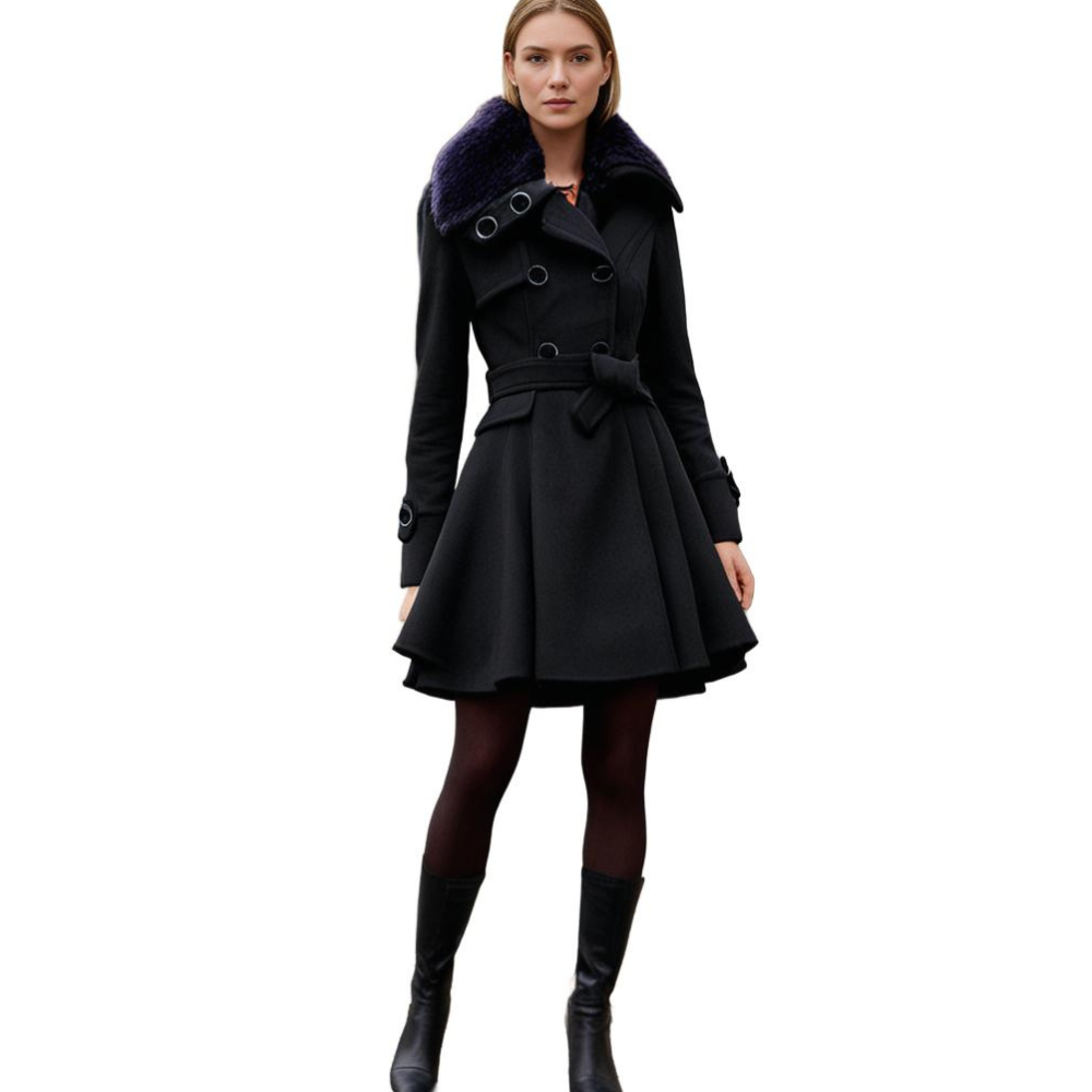 Lydia | Women’s Elegant Waist Tie Short Dress Coat